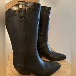 Marc Fisher LTD Hilaria Leather Cowboy Boot, Brand new w/orig. box Black sz 11
